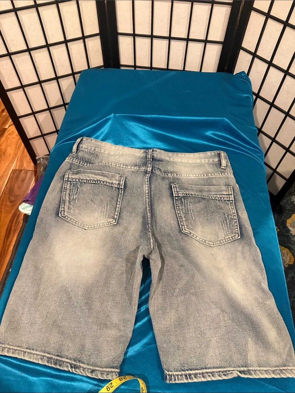 Light Blue Washed Denim Jean Shorts for Men